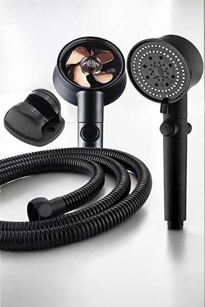 CocoVia Yeni Nesil Kaliteli Duş Seti Siyah Turbo Pervaneli 5 Fonksiyonlu Duş ...