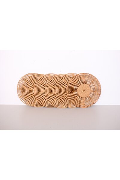 Mylamp Güldem 30 cm. Rattan Duvar Dekoru & Supla 6'lı Set