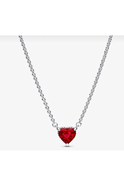 Hector&Co. Jewellery 925 Ayar Tarz Işıltılı Kırmızı Kalp Kolye