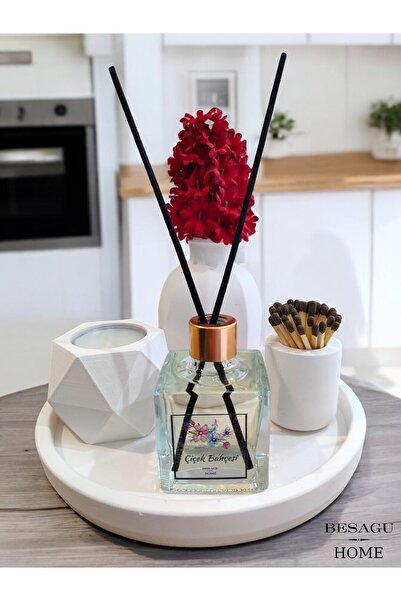 BESAGU HOME DEKORATİF MUM VE VAZO SETİ - VAZO+ODA KOKUSU+TEALİGHT MUMLUK VE M...