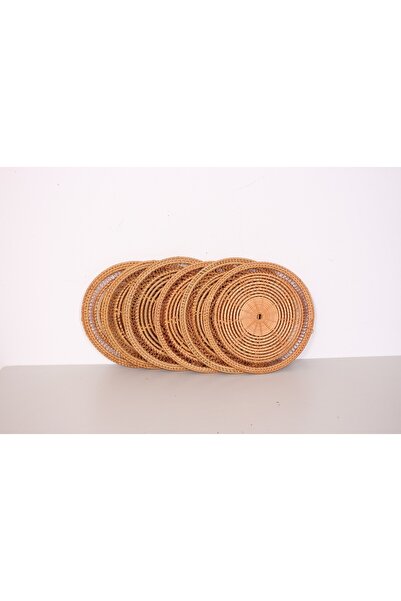 Mylamp Işıl Dekoratif 30x30 cm. Rattan Supla ve Duvar Dekoru 6'lı Set