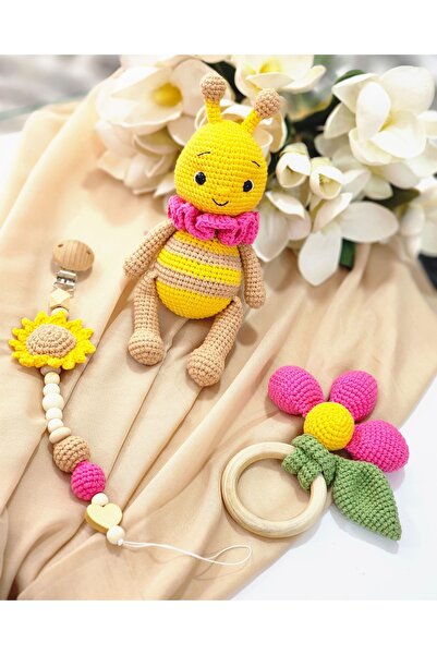 Damla Amigurumi fuşya ari set