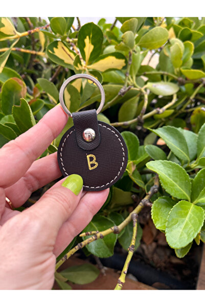 Pinkylola Harf Model Yuvarlak ' B 'harfli ' Safiano Acı Kahverengi Hakiki Der...