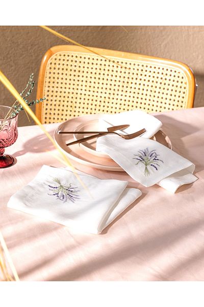 Madame Coco Set de 2 șervețele La Lavande - Alb/Liliac