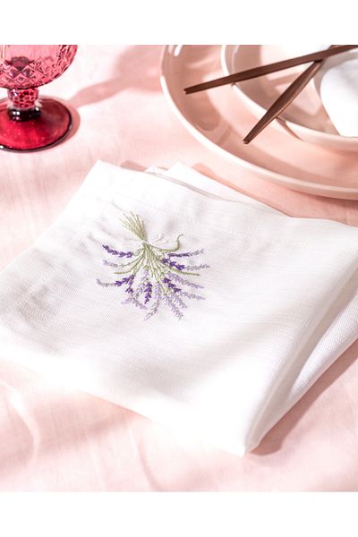 Madame Coco Set de 2 șervețele La Lavande - Alb/Liliac