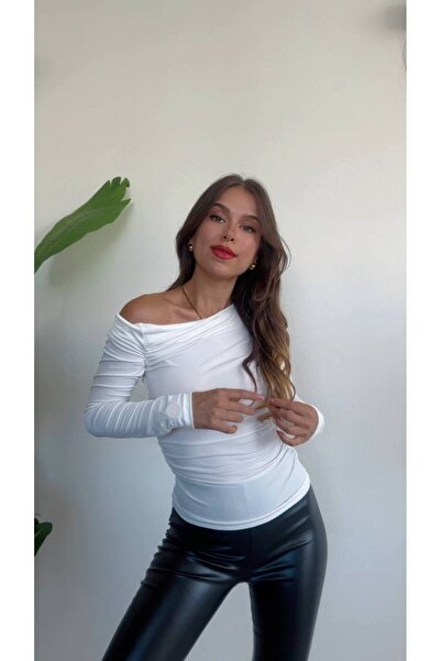 Butik Beyza Bluză din țesătură Sandy material elastic cu șnur pe umăr