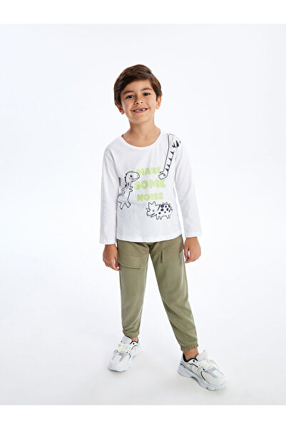 LC Waikiki Pantaloni de sport pentru băieți LCW, bej, cu talie elastică, groș...