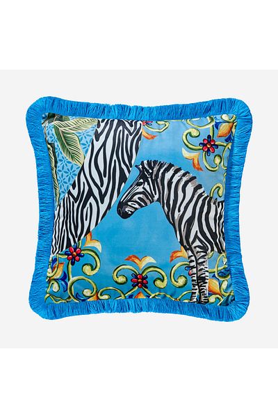 CHIARA ALESSI Il Giardino Perna Decorativa Catifea Albastra 43x43 Cm
