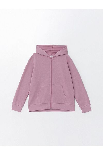 LC Waikiki Lcw Kids Lilac Long Sleeve Girls' Thick Zip-Up Sweatshirt
