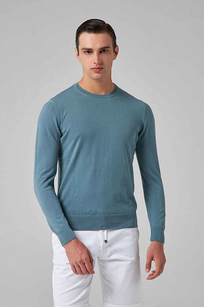 D'S Damat Pulover Slim Fit Petrol 100% bumbac