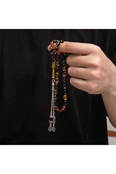 Gumush Silver Tassel Clamping Amber Prayer Beads
