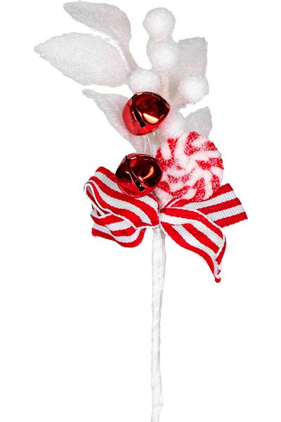 Herdekora 25 cm Red-White Bells Christmas Flower with Pique Berry Candy Figure