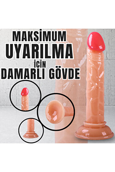 UNIQUE Realistik Dokuda Mini Dildo Vantuzlu Gerçekçi Yapay Penis 14 CM