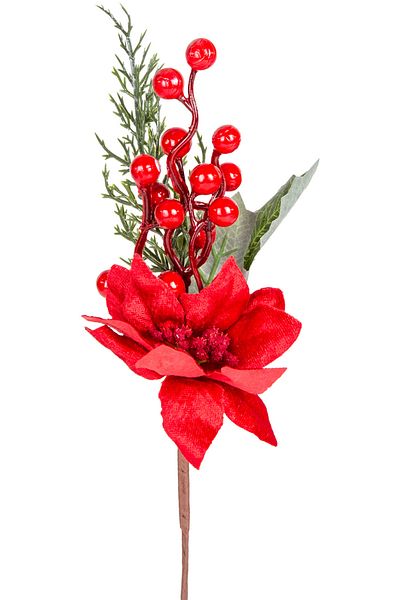Herdekora Christmas Flower - Pique Berry Polka Dot, Red-Green, 27 cm