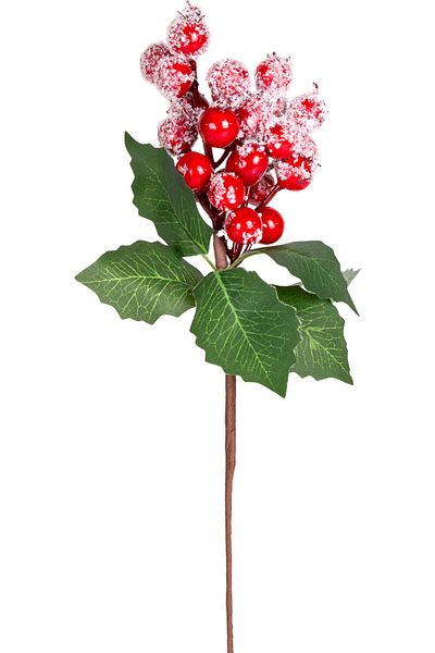 Herdekora Christmas Flower - Pique Snowy, Red-Green Berry, 30 cm