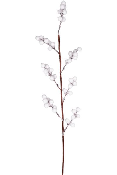 Herdekora 75 cm White Christmas Flower - Pique Snow Effect Berry Branch