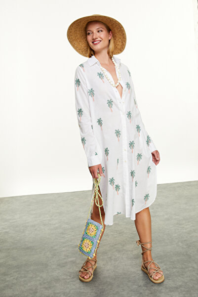 Mudo ETNİK NAKIŞLI MİDİ GÖMLEK ELBİSE