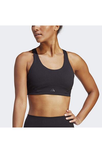 adidas Women Brand Logo Padded Sports Bra, Black