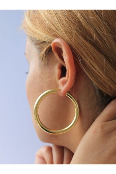 NV JEWELRY 925 Ayar Gümüş Bombeli Halka Küpe