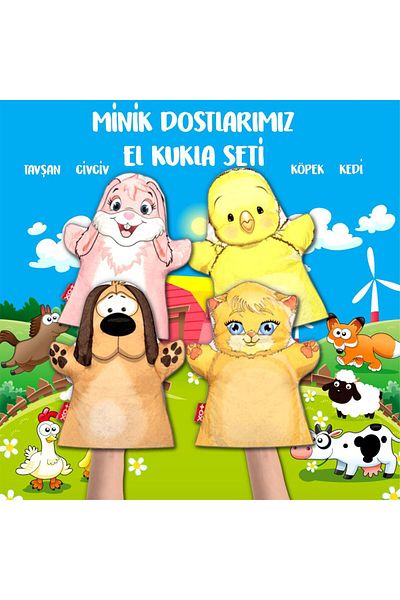 YeniBazaar 4 Pieces Our Little Friends Hand Puppet Set, Educational Toy