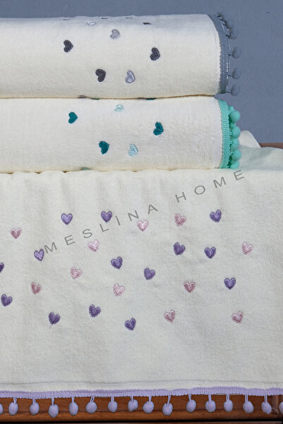 Meslina Home Вишитий рушник для рук 50x90 см 3 шт - рушник для обличчя та голови з помпоном