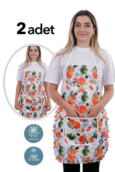 sevilya Jarse Frilly Double Pack Liquid Proof Waterproof Kitchen Apron