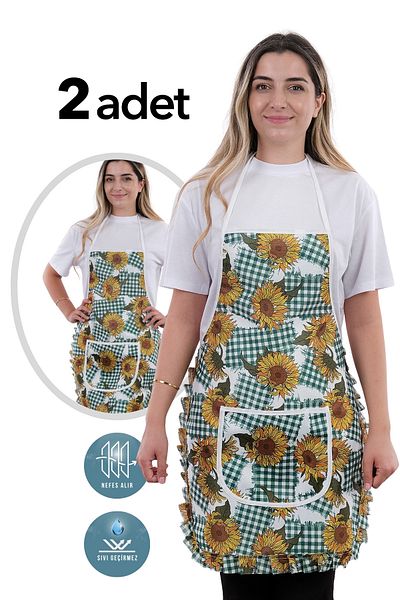 sevilya Jarse Frilly Double Pack Liquid Proof Waterproof Kitchen Apron