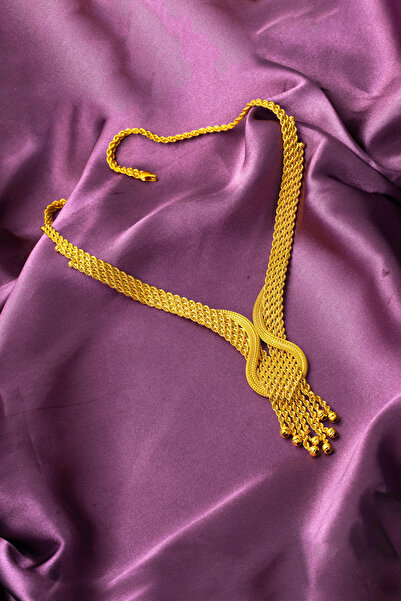 Bilezikci Trend Örgü Sarı Altın Gerdanlık