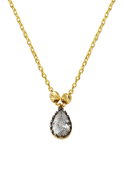 Bilezikci Damla Elmas Tarzı 14 Ayar Altın Kolye