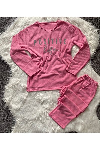 şıklık durağı Long-Sleeved Cotton Interlock Seasonal Women's Pajamas Set
