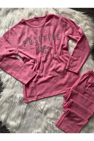 şıklık durağı Long-Sleeved Cotton Interlock Seasonal Women's Pajamas Set