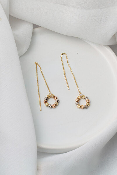 Bilezikci Toplu Halka Altın Zincir Küpe