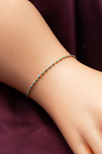 Bilezikci Turkuaz Mineli 14 Ayar Altın Bileklik