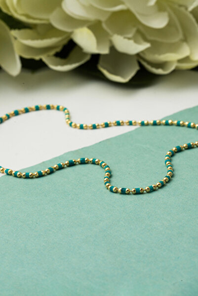 Bilezikci Yeşil Mineli 14 Ayar Altın Zincir Kolye