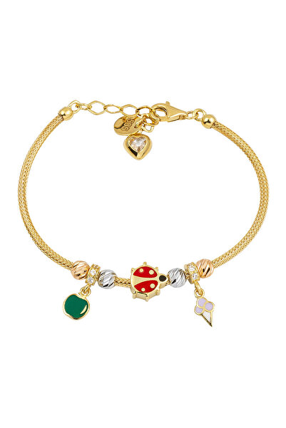 Bilezikci Figürlü 14 Ayar Altın Çocuk Bilekliği