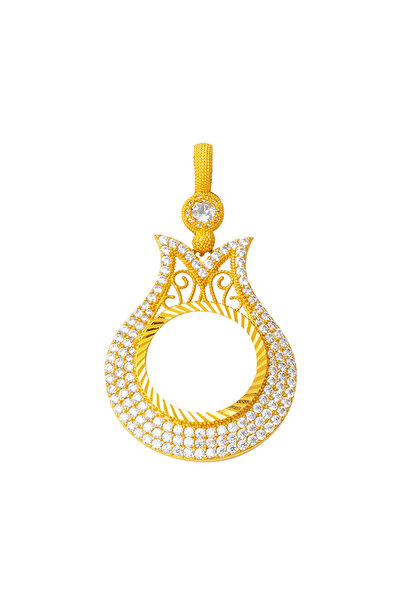 Bilezikci Lale Yarım Altın Çerçevesi Kolye Ucu