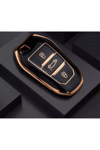 emii auto spare parts بيجو 208 308 408 508 3008 5008 - غطاء مفتاح أسود/ذهبي ب...