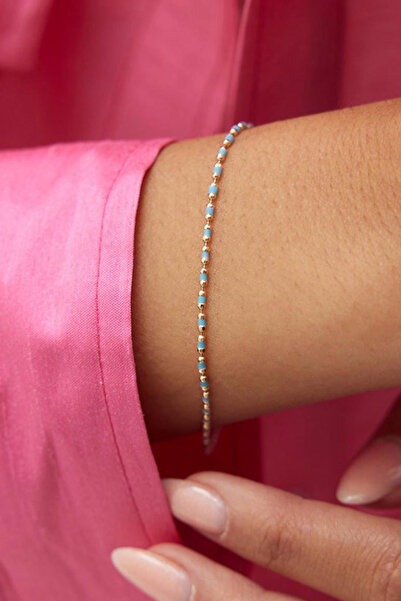 Bilezikci Turkuaz Mineli 14 Ayar Altın Bileklik