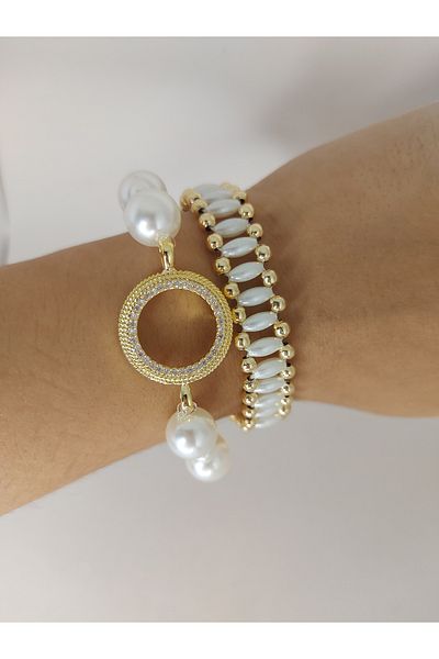 Romea Quadrant Set with Pearls, Bijouterie Set, Jewelry Set