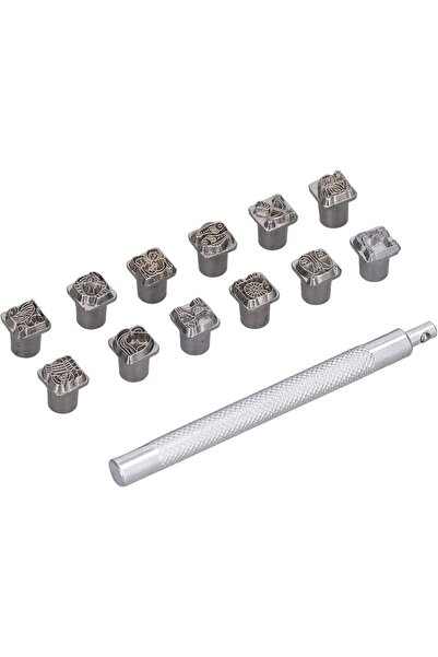 tuhafiyecimiz 12 adet Çok Şekilli Deri Damgalama Seti, Deri Sanat El Sanatları Alet Seti