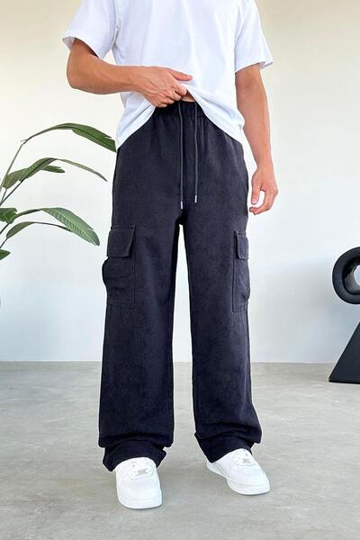 HAFKAGİYİM Black Patterned Pocket Embroidery Detail Cargo Baggy Trousers