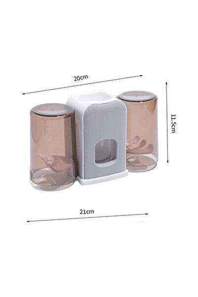 FOBHOME Duvara Monte ( Yapışkanlı)  2'li Diş Fırçası ve Diş Macunu Sıkacağı