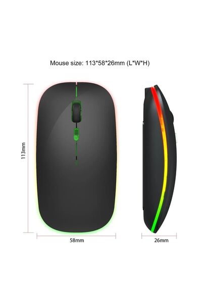 Gigi Panda Şarj Edilebilir Kablosuz Bilgisayar Beyaz Mouse Led8 - 4 Tuşlu, 3200 Dpi, 2.4GHz