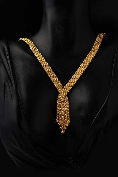 Bilezikci Püsküllü Örgü Zincir Altın Takı Seti