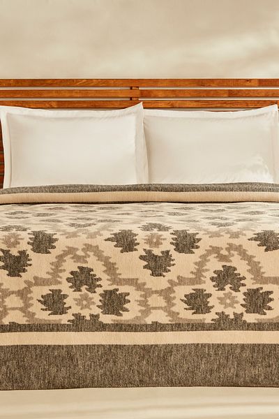 Karaca Home Anthracite Damask Double Cotton Blanket