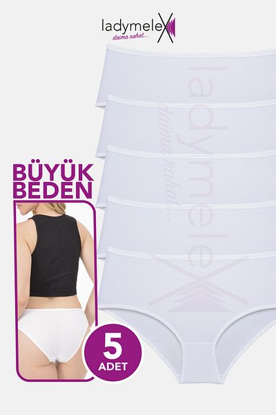 LadyMelex Women's Panties, Mid High Waist Plus Size Panties (Xl-2Xl-3Xl-4Xl-5Xl-6Xl) 5 Pieces, White
