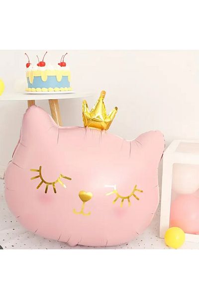 meyaccessories Pink Crowned Cat Foil Balloon 56*49 cm