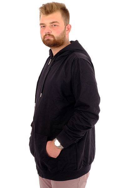 ModeXL Ανδρικό φούτερ - Mode XL, μεγάλο μέγεθος, κουκούλα και φερμουάρ, μαύρο Recycle B24547