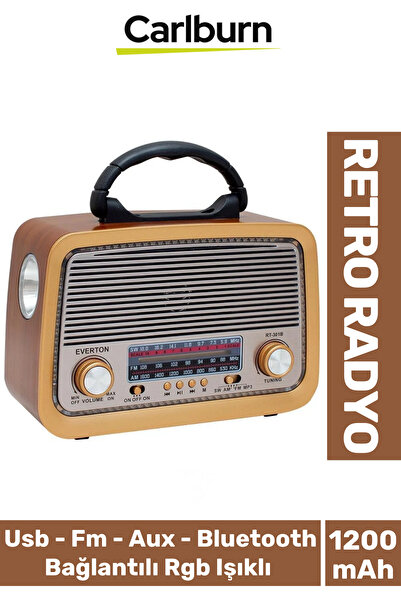 Carlburn Yüksek Sesli Fiş Priz Retro Şarjlı & Pilli Fm Bluetooth Usb Mp3 Aux ...