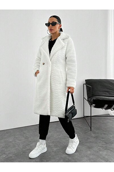 Moda ZR Palton de pluș pentru femei, cu croială relaxată - căptușit și buzunare